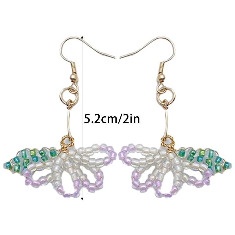 Glass Bead Floral Earrings Lightweight Ear Hooks/Ear Studs Allergy Free Glass Beaded Ear Pendants Handmade Ornament