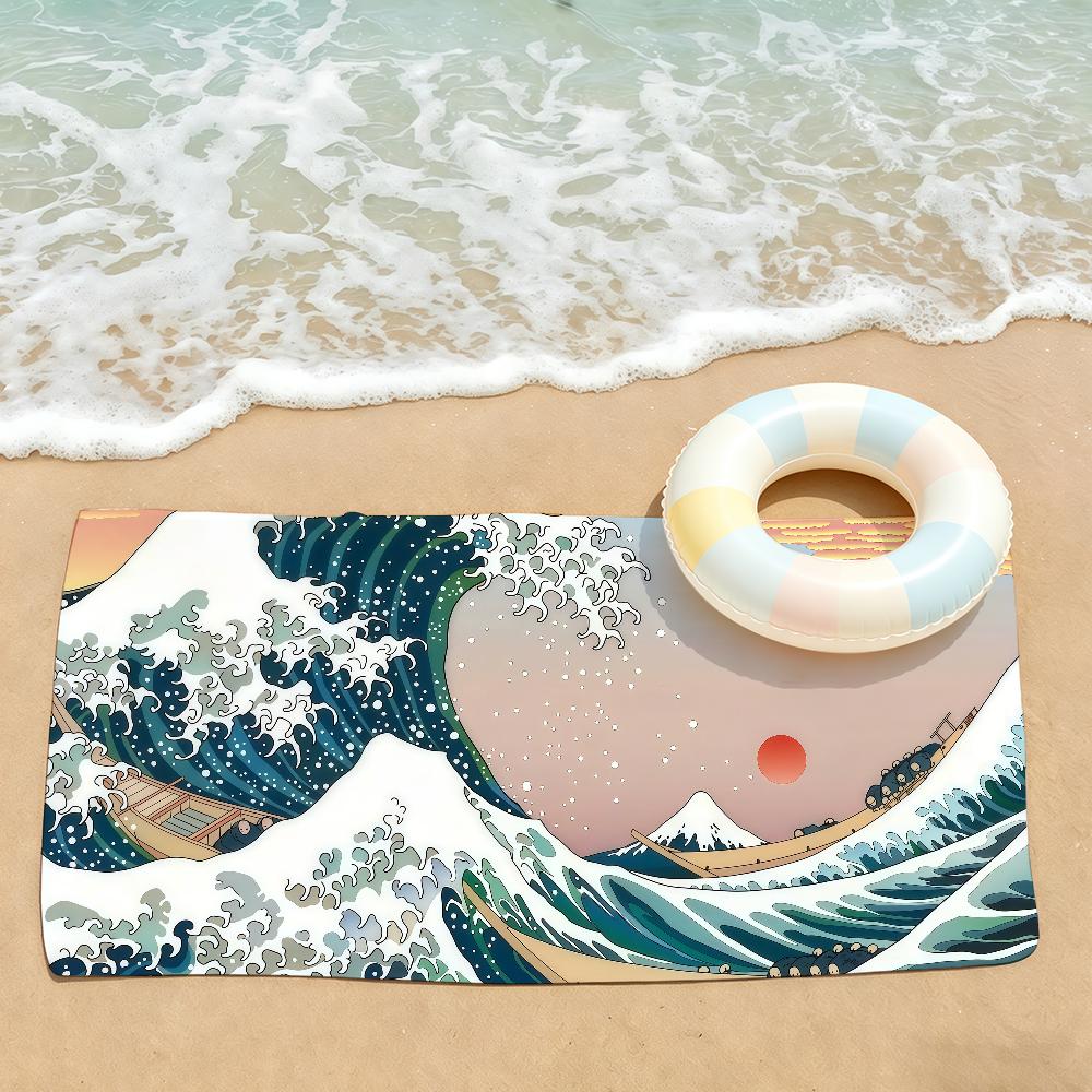 Print The Great Wave Off Kanagawa Towel Drying Bath Towel Applicable To Light Swimming Camping Yoga Beach Out
