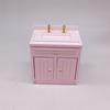 Dollhouse Miniature Furniture Kitchen Wooden Pink Cabinet Sink Counters Dollhouse Decoration