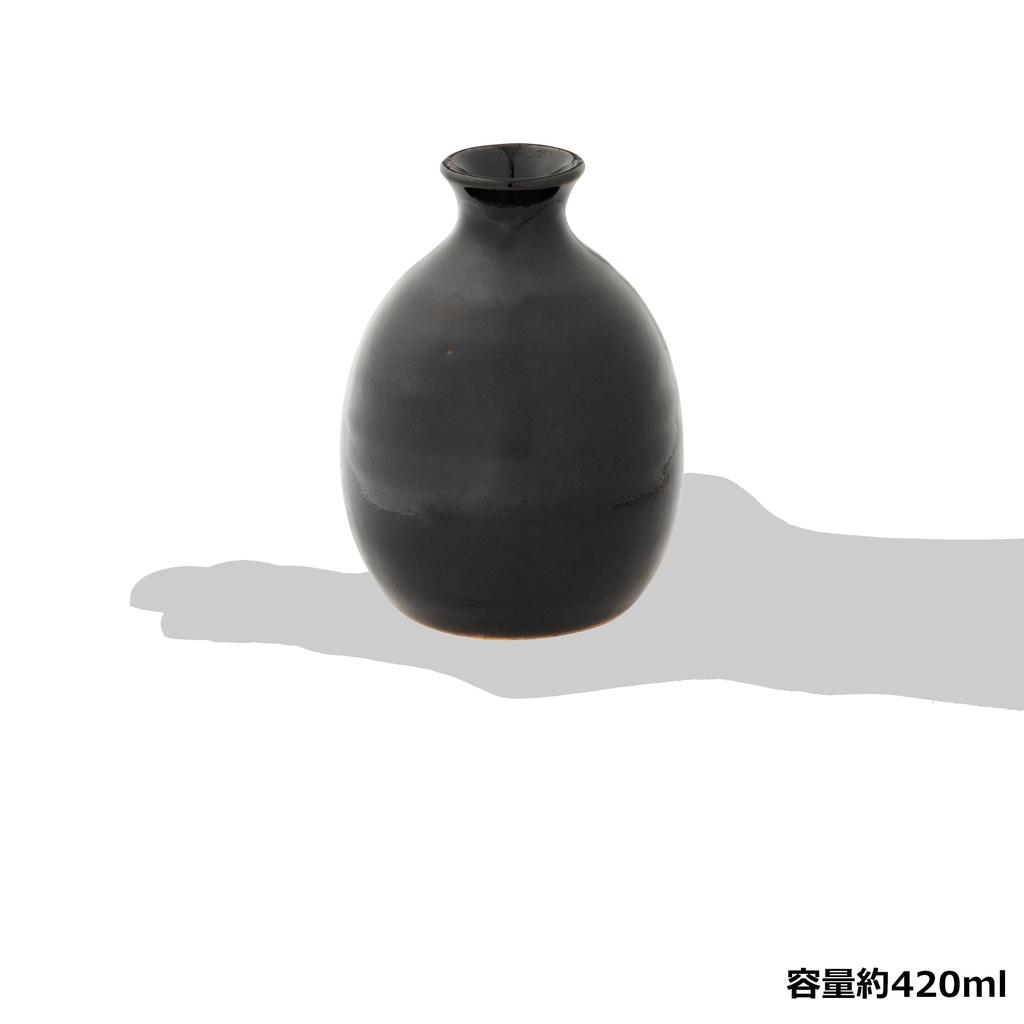Marui Seito Iga-yaki Sake Bottle, 420ml Capacity, Black Yuzu, Black, MR-3-4296