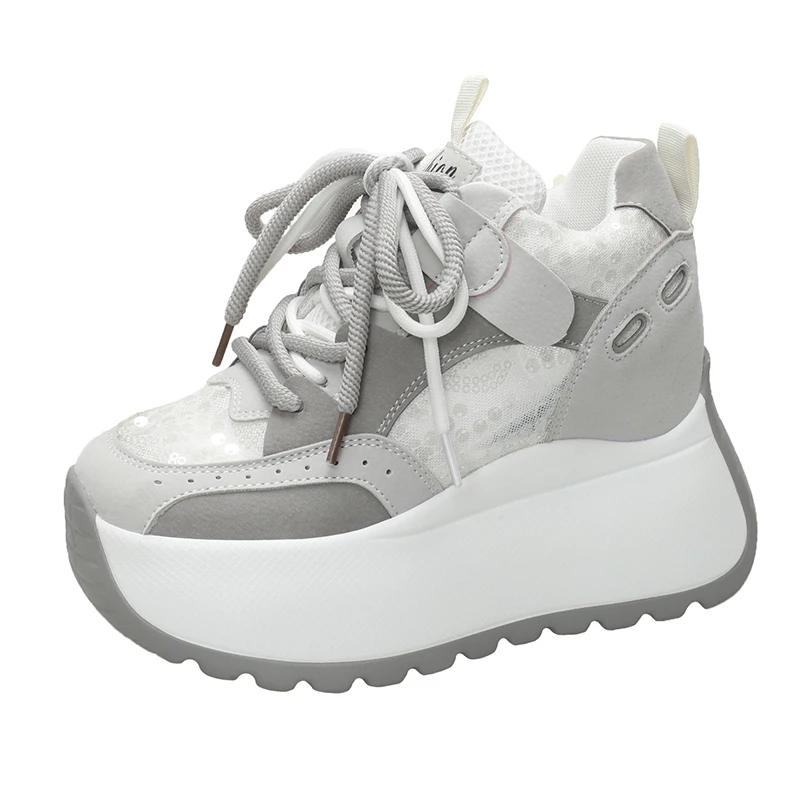 Fashion 11CM Women Chunky Sneakers Spring Autumn Breathable Casual Shoes Wedge Heels Platform Shoes Chaussures Femme Sports Dad Shoes