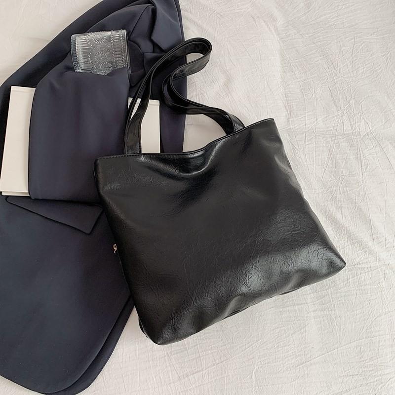 Vintage Korean Style Minimalist Tote Bag For Fashionable Autumn Outings In Black Orange Brown And White