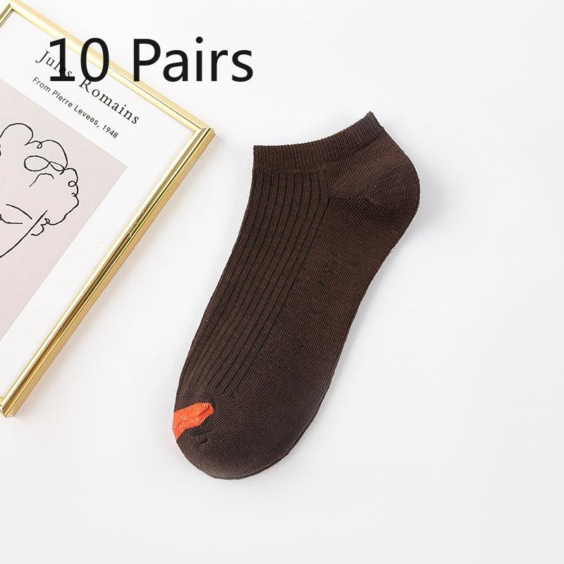 10 Pairs of Women Spring and Autumn Shallow Mouth Invisible Perspirant Breathable Boat Socks