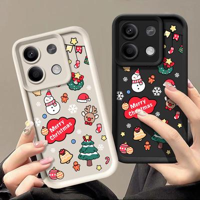 Custodia per pupazzo di neve con albero di Natale allegro per Xiaomi 13T Poco F6 X6 X5 Pro Redmi Note 13 12 Pro 11 10 Custodia per telefono antiurto in TPU morbido opaco con stampa adorabile