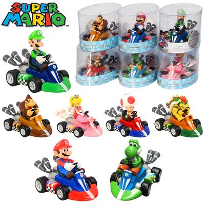 Super Mario Bros Karting Luigi Bowser Princess Peach Yoshi Toad Action Figure Toys Pull Back Car Anime Game Doll Gifts for Kids