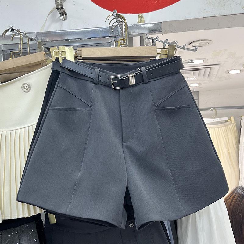 

Дизайнерский женский ретро блейзер с шортами А-силуэта с высокой талией, повседневная универсальная коллекция весна 2025 S серый