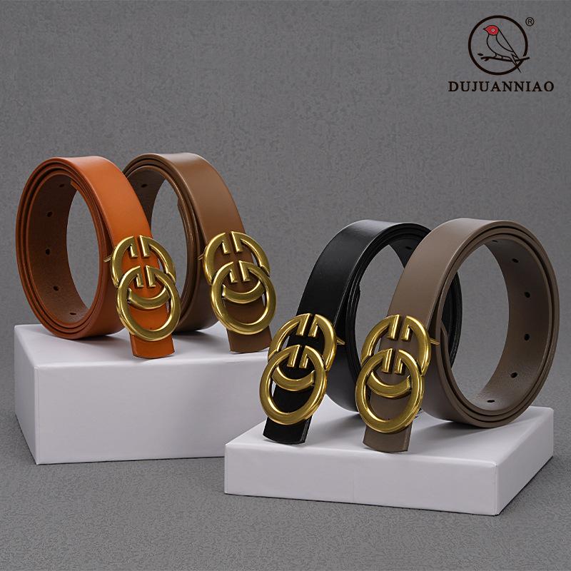 Letter Retro Belt First Layer Cowhide Casual Pure Cowhide Belt Women'S Genuine Leather Jeans Women'S Belt