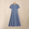 ZANZEA Robe d'été élégante à col rond et manches courtes décontractée pour femme