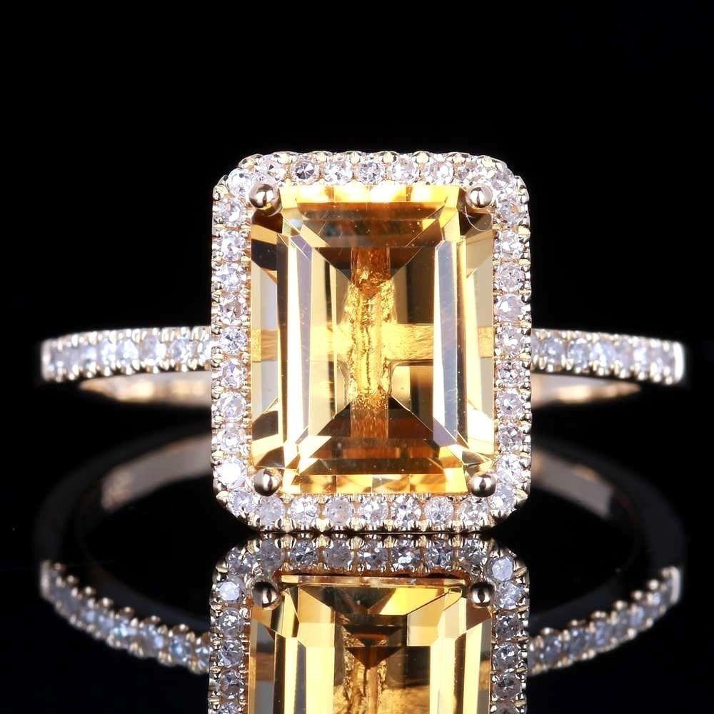 

Chic Champagne Color Square Cut Diamond Ring Micro Pave Setting with Yellow Stones for Women no. 6 жёлтый
