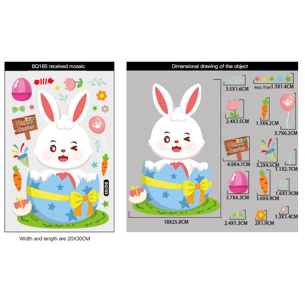 Happy Easter Window Stickers Rabbit Easter Eggs Carrot Glass Sticker Easter Party Wall Sticker Easter Decorations For Home