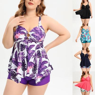 2023 Damen Übergröße Konservatives Bikini-Set mit Boyleg-Badehose