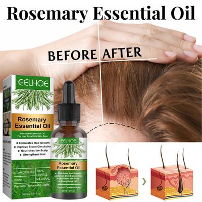 Huile essentielle de croissance des cheveux au romarin EELHOE 30 ml Prévient la chute des cheveux Nourrit le cuir chevelu Renforce les cheveux