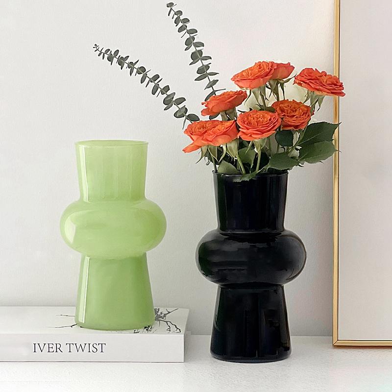 Creamy Color Glass Vase Hydroponic Flower Vase Transparent Plant Pots Dinning Living Room Decorative Vases Home Office Decor