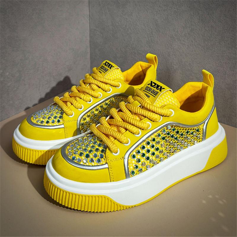 Fashion Trend New Designer Men's Fashion Charm Rhinestone All Match Mixed Thick-soled Causal Shoes Male Walking Sneakers Zapatos Hombre