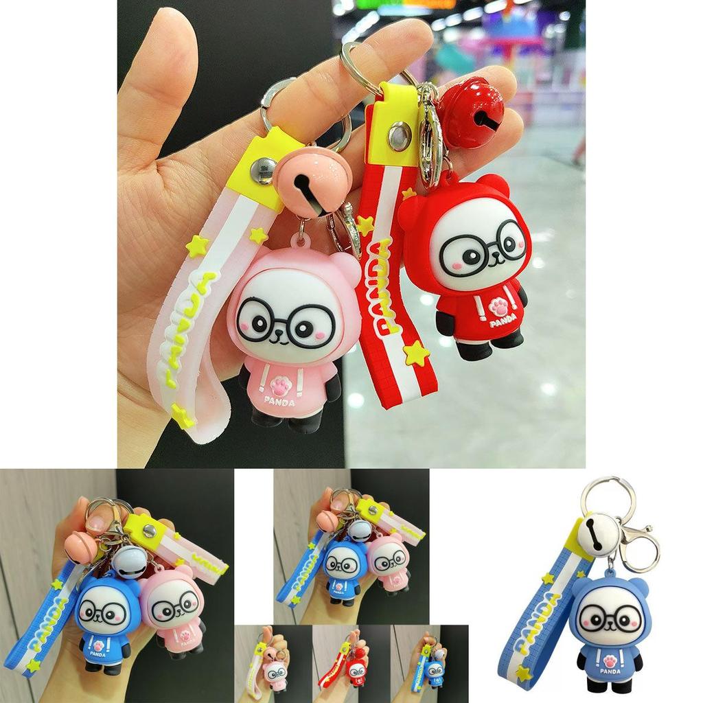 Adorable Cartoon Hoodie Panda Keychain Cute Silicone Key Ring Fashion Gift