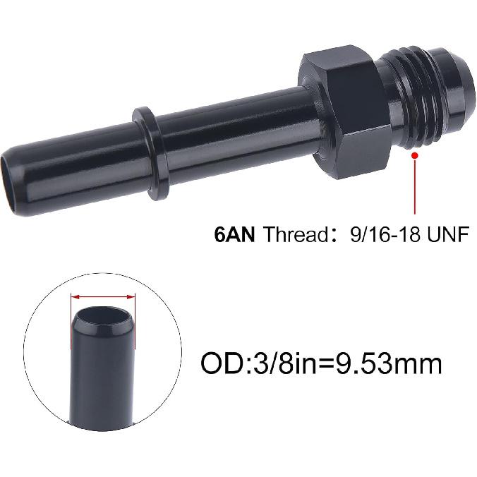 EVIL ENERGY 6AN Stecker auf 3/8" SAE Schnellverschluss Stecker Push-On EFI Fitting Adapter Aluminium 2 Stück