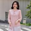 Oudifuo Elegant Chinese Style Pink Seven-Quarter Sleeve Blouse