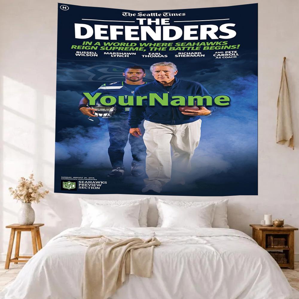 Seattle Seahawks Custom Your Name Wall Decor Tapestry Art For Pet Memorial Birthdaywedding Party Backdrop Family Gift