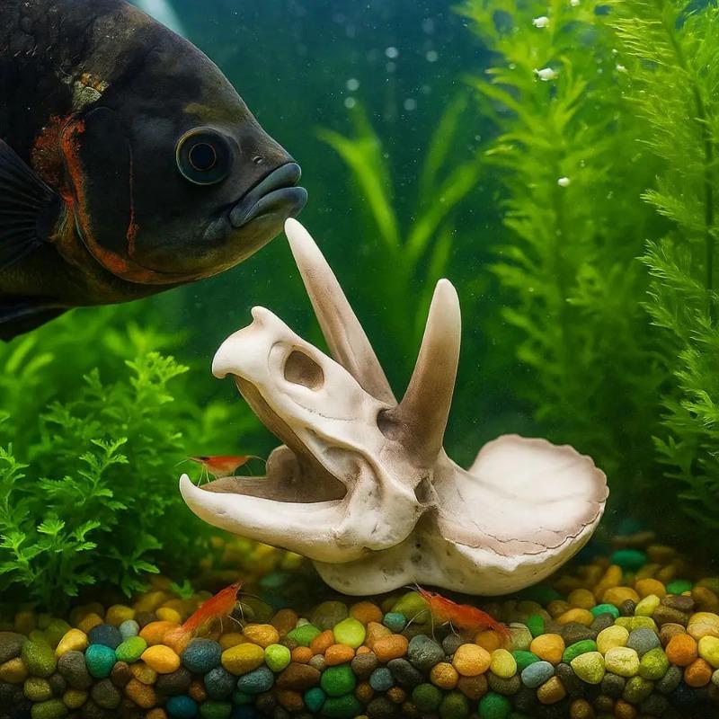 Resin Dinosaur Skeleton Simulated Lifelike Dinosaur Head Skull Ornament Decorative Fish Tank Ornament Terrarium