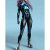 Dámský přiléhavý overal Oblečení Barevný 3D potisk Brnění Zentai Body s rukávy na palce Přední zip Cosplay Kostým Párty Outfit