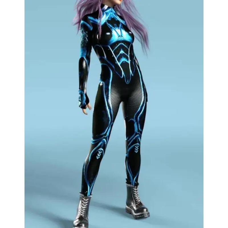 

Женский облегающий комбинезон, одежда, красочный 3D принт, доспехи, зентай, боди, рукава для большого пальца, молния спереди, карнавальный костюм, наряд для вечеринки M
