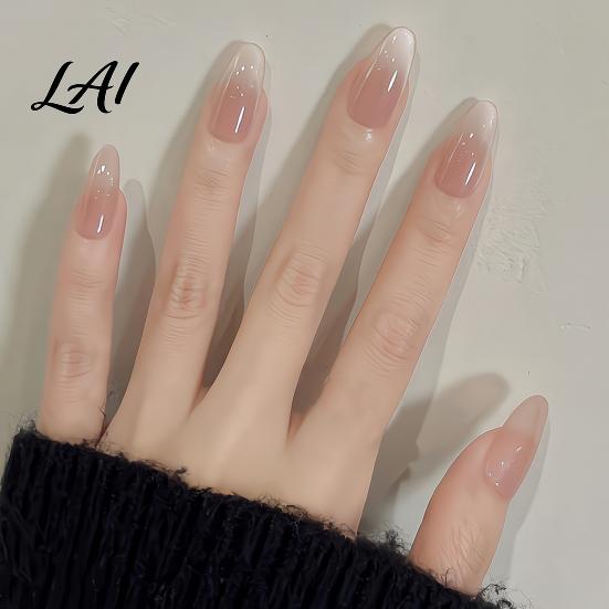 Glossy Press-on Nails 10Pcs Cats Eyes Press on Kit Almond Stick-on Fake Nails Durable Salon Quality Long Glue False for Women Girls