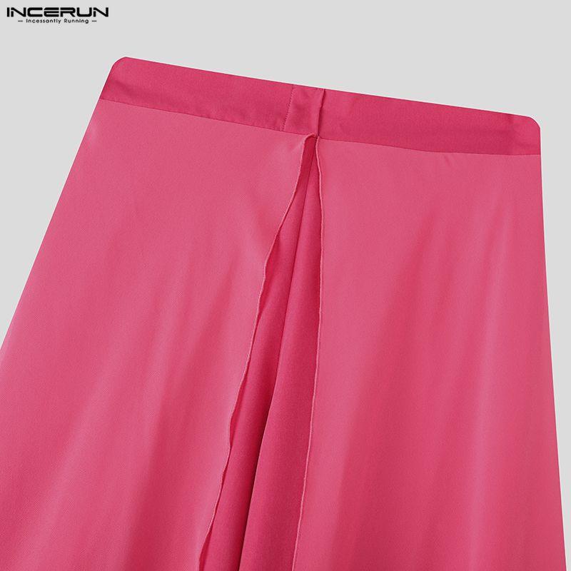 INCERUN Herren Elastischer Bund Doppellagig Patchwork Lässig Maxi Weitbein Hose