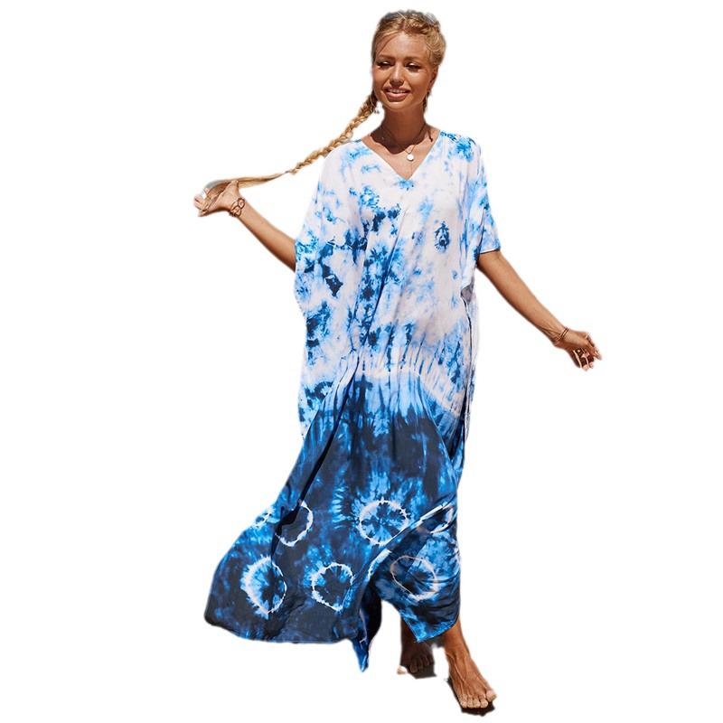 Europäische & Amerikanische Baumwolle Wasserzeichen-Druck Strand Sonnenschutz Überwurf Robe für Badeurlaube