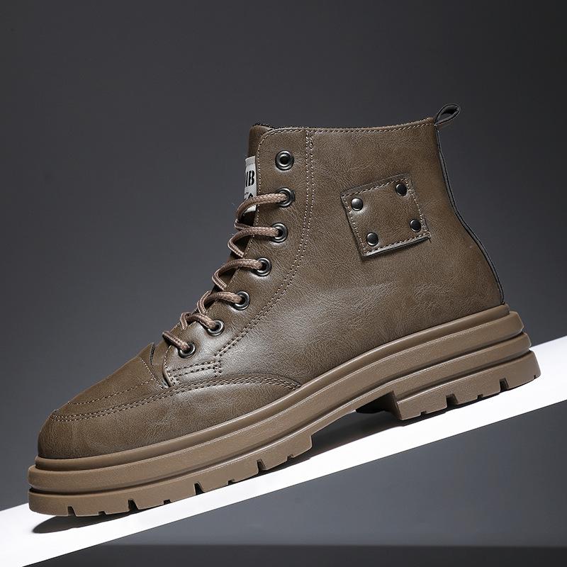 

Зимняя мужская обувь 2024 года Высокие ботинки Martin Мужские рабочие британские ботинки Мужская повседневная обувь Высокие рабочие ботинки 39