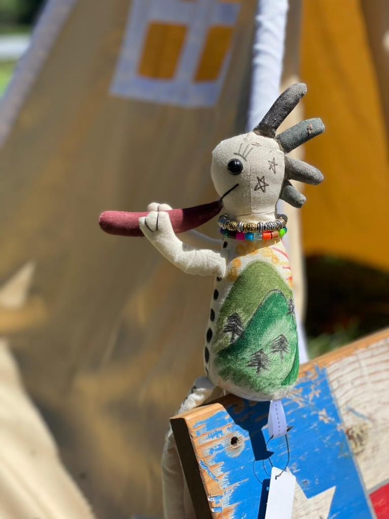Canvas Doll Kokopelli Medium 21 x 14 x 6 cm Message Colored Paper Gift Present Art Workshop Present Get Well Gift Celebration