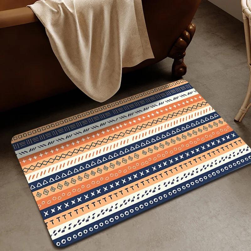 Bohemian Pattern Carpet for Living Room Bedroom Laundry Stain Resistant Non-Shedding Rug Perfect Home Decor Mechanical Wash Mat