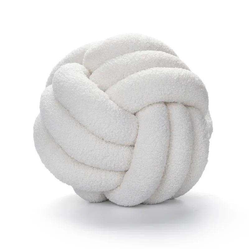 Hand-woven Knotted Ball Pillow Lamb Velvet Roll Pillow Sofa Living Room Household Cushion