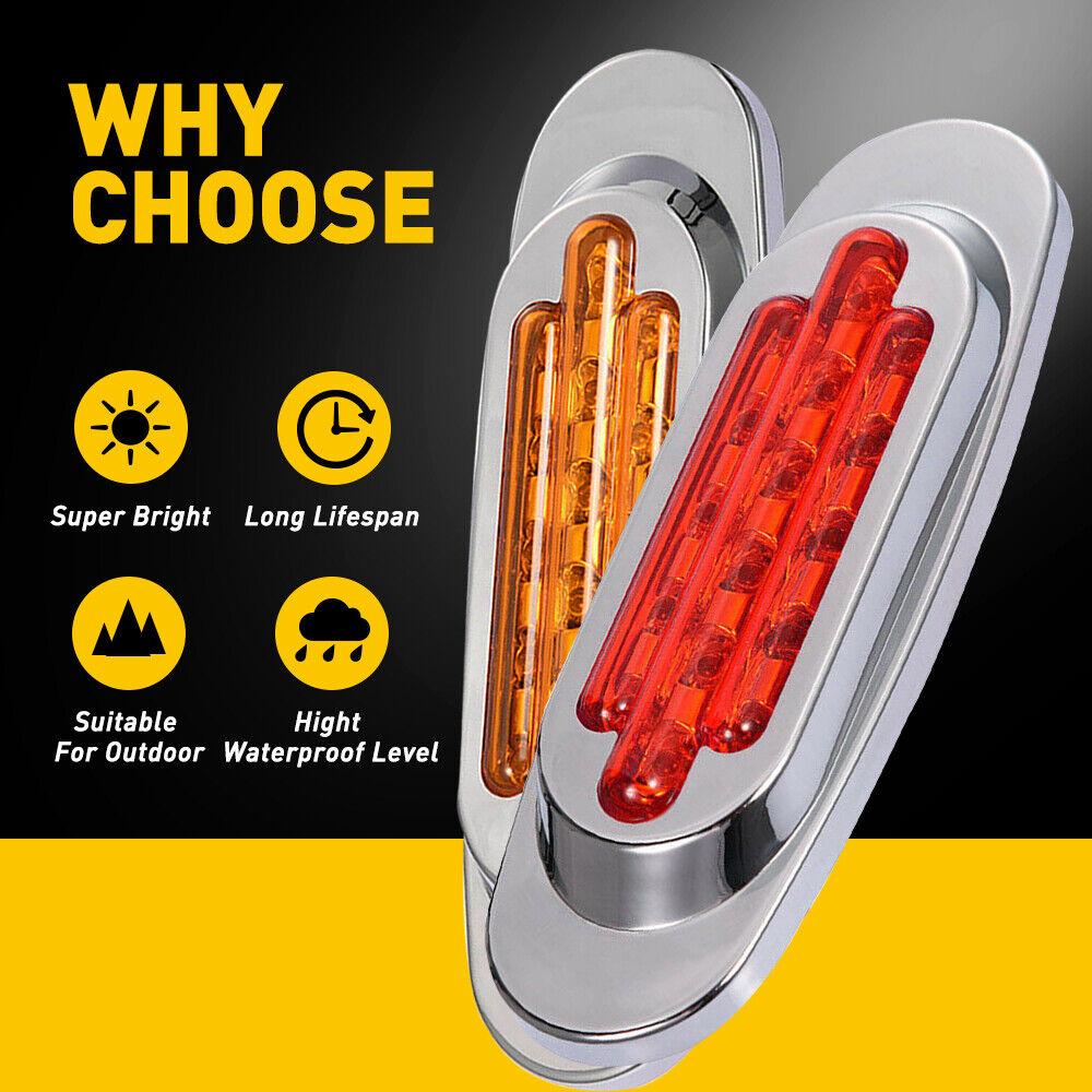 20PCS Red Amber Car Light LED Marker Side Lights Truck Side Marker Lamp Trailer Lighting 16LED Car Indicator Clearance Lights