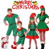 Non-Toxic Children Christmas Elf Costumes Santa Claus Suit Festival Adult Family Halloween Cosplay Sets Green Elves Clothes