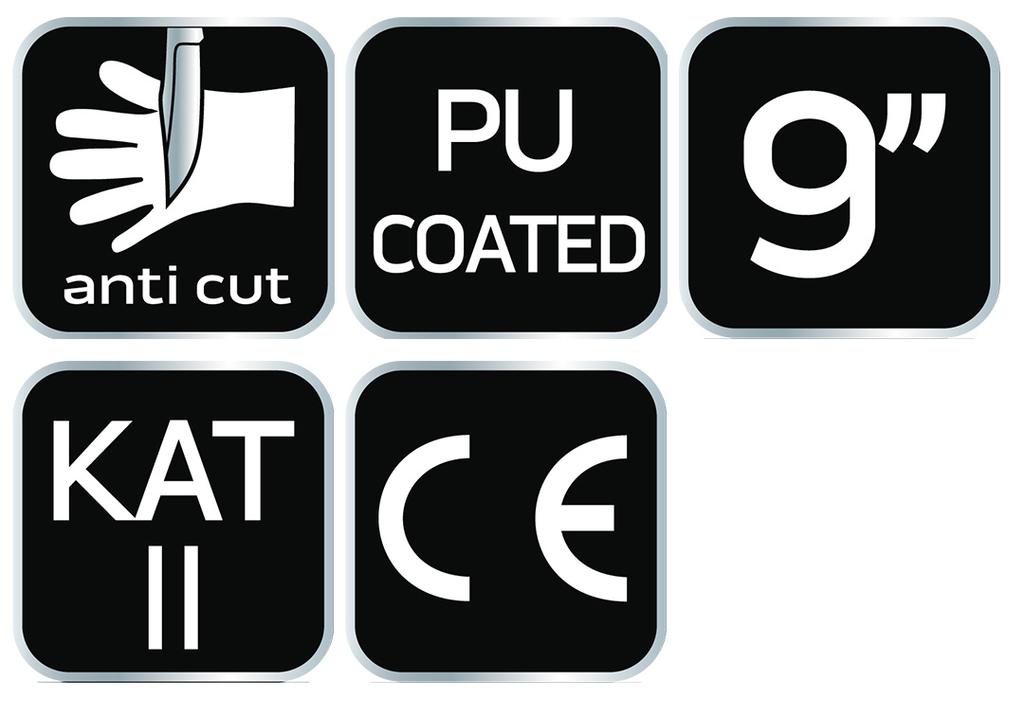 PU-coated cut-resistant gloves, 4X43D, size 9