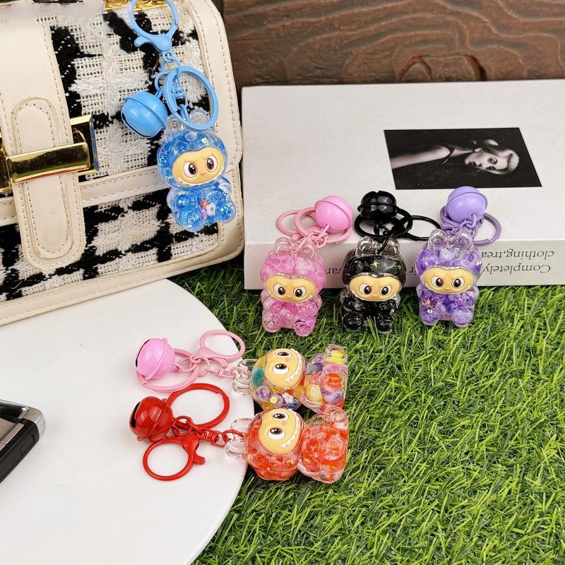 Cartoon Labubu Treibsand Schlüsselanhänger Anhänger Für Frauen Mädchen Niedliche Puppe Schlüsselring Exquisite Rucksack Dekoration Zubehör Geschenke