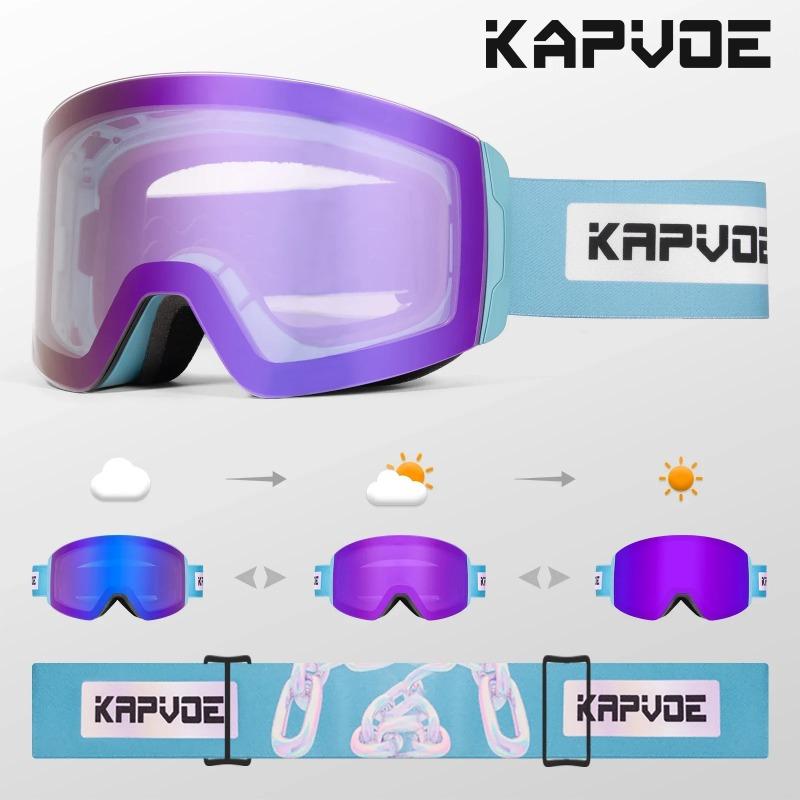 Gafas de Esquí Adaptables Luz Roja Azul para Hombres y Mujeres Gafas de Esquí Activas Antivaho Gafas de Esquí Magnéticas Protección UV Protección 400 Gafas de Nieve
