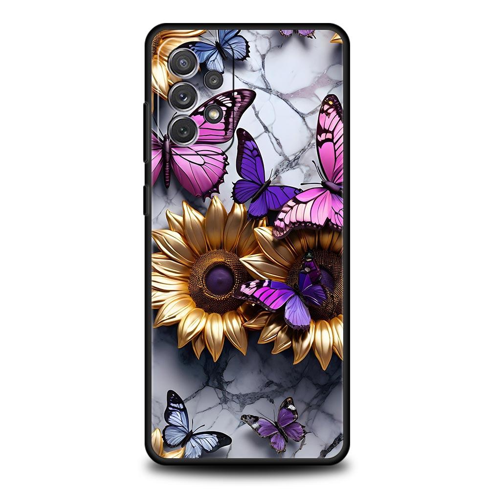 Fashionable Butterfly Flower Phone Case for Samsung Galaxy A55 A35 A17 A07 A15 A13 A25 A51 A71 A72 A73 A32 A52 A52S A41 Soft TPU