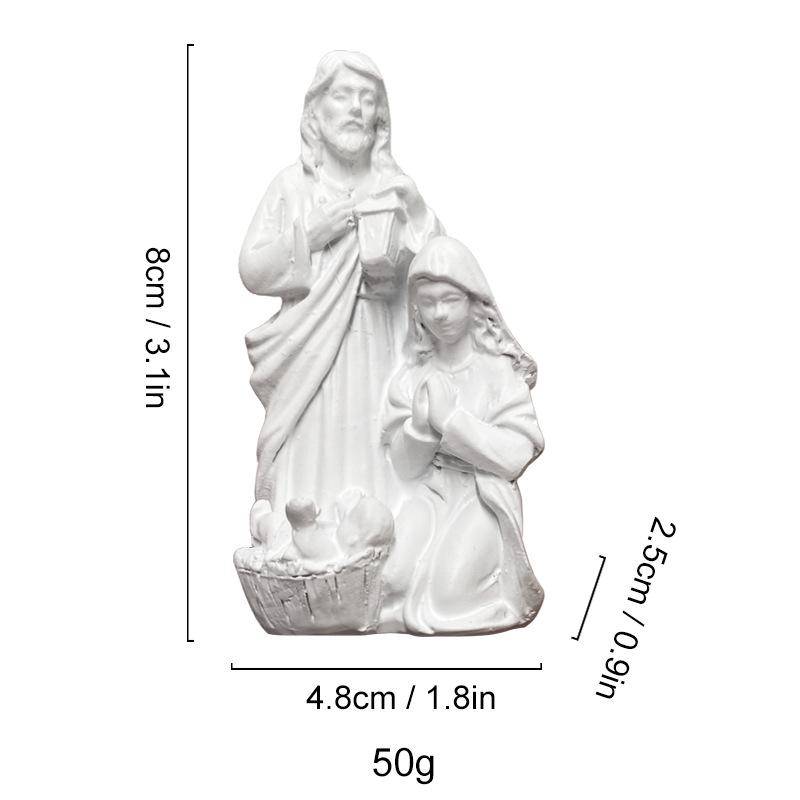 Mini Statuetta Presepe Statuine Natività Scultura in Resina della Sacra Famiglia Decorazioni per la Casa Cattolica Cristiana