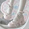 Lolita Rote High Heels Niedliche Pumps Schuhe Frühling Herbst Spitze Dicke High Heels Einzelne Schuhe Lack Mary Jane Damenschuhe