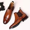 Fashion Brand Retro Men Chelsea Boots Business PU Leather Ankle Boots Men 2025 Autumn Black Brown Mens Boots