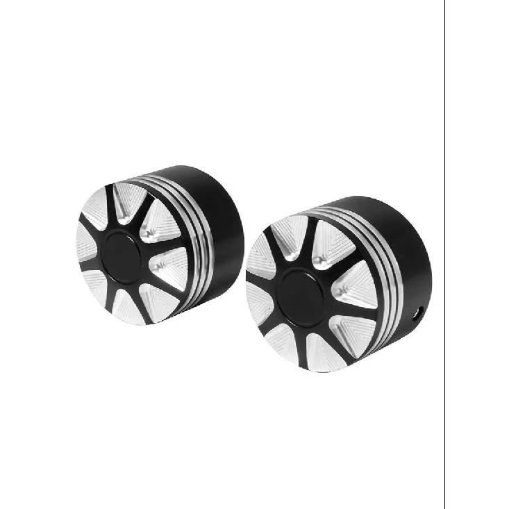 2x Motorcycle Front Axle Nut Covers Caps Aluminum Black/Chrome For Harley Sportster Touring Softail Dyna VRSC Fat Bob Wide Glide