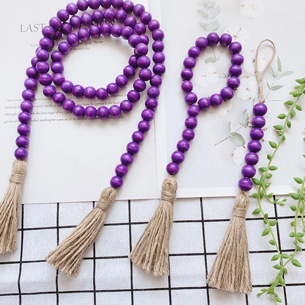 3-piece Wooden Beads Strings Pastoral Color Wooden Beads Tassels String Home Decoration Pendant