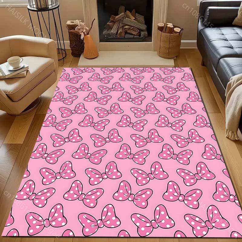 Cute Pink Bow Pattern Carpet for Bedroom Living Room Bedside Sofa Floor Mat Modern Home Decor Area Rug Luxury Gift