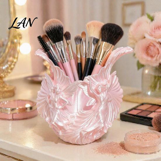 Multi-functional Storage Box Makeup Brush Holder, with Thickened Stable Base, Fairies Decor Silk Desktop Organization Solution Texture Box,