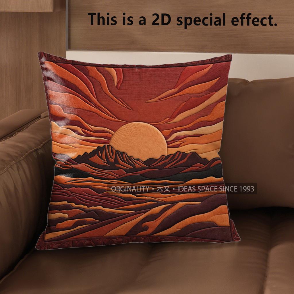 2D Southwestern Desert Sunset Throw Pillow Covers** Pattern Cushion Cover Suitable For Sofa Bedroom Car Pillow Cover