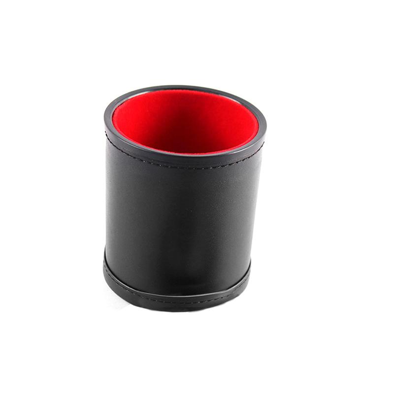 1X Black Pu Leather Flannel Mute Dice Cups With 5Pcs Dices Bar Game Supplies
