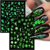S.A.V.I 9 Sheets Set Luminous Glow In The Dark Dandelion Butterfly Flower Fairy Self-Adhesive Nail Art Stickers