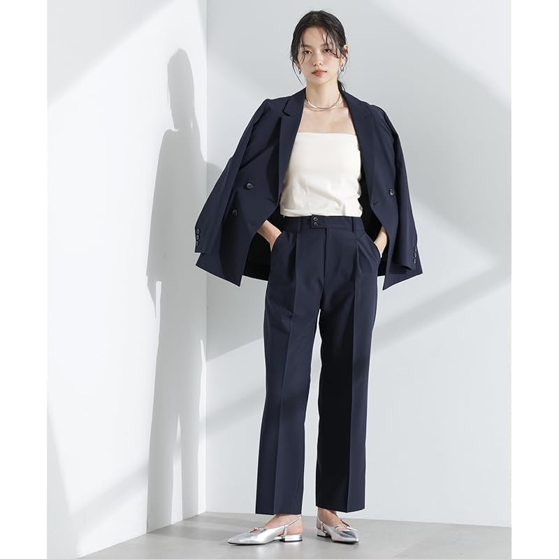 [Nano Universe] light function tack Semi-wide pants (Setup possible) ladies M 121 D. Navy 669-5127300