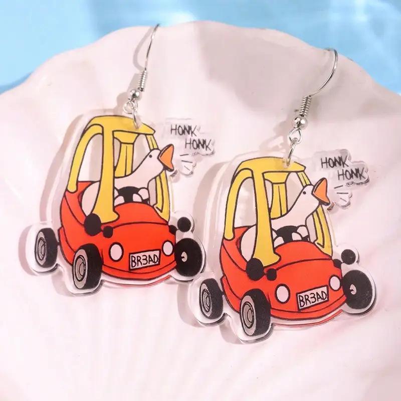 Забавные Акриловые Серьги в Виде Мультяшной Утки